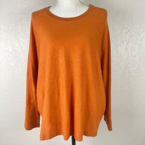 Eileen Fisher Women Linen Pullover Top Sz 2X Long Sleeve Scoop Neck Orange